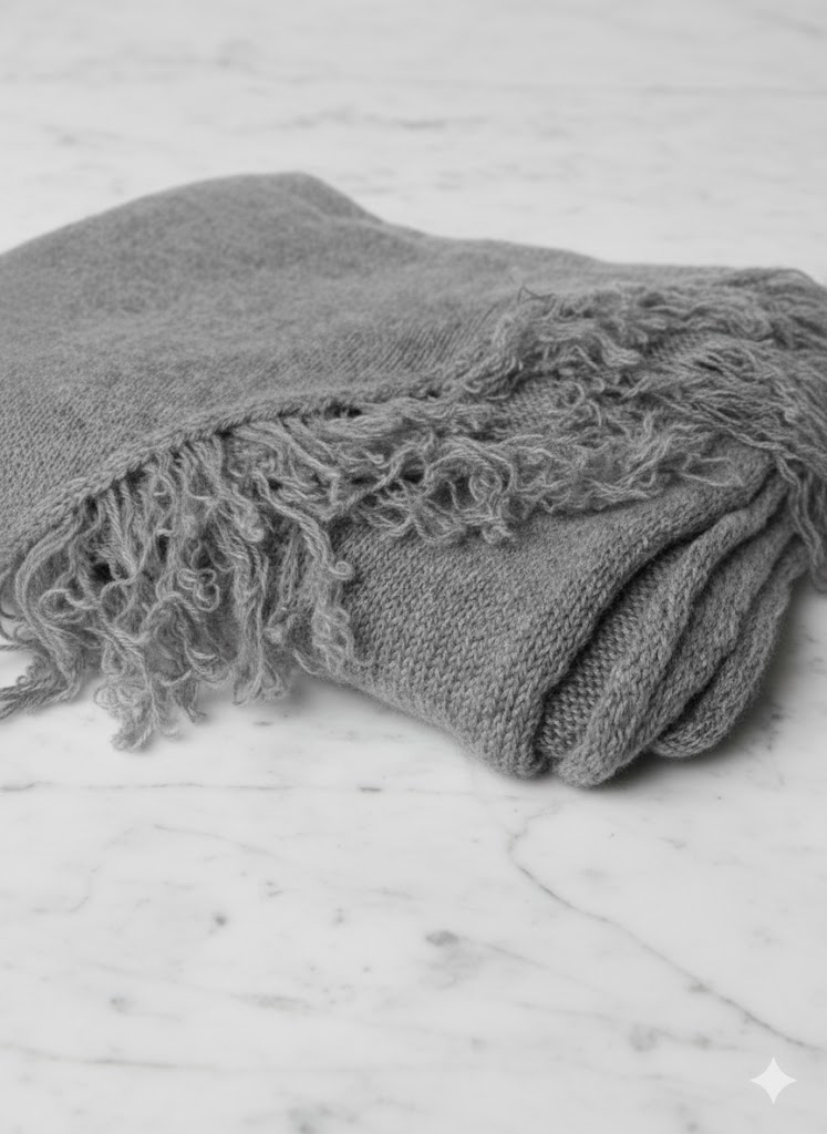 Kefia con frange - 100% cashmere - immagine 2